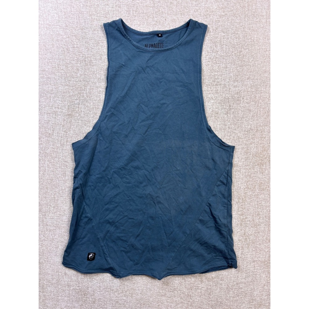 Alphalete Mens Blue Muscle Tank Top Medium Raw Edge Gym Training Shirt